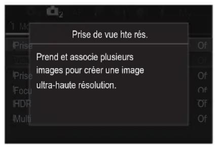 OM SYSTEM OM1 Mark II - Affichage de la description d'un élément de menu - 2