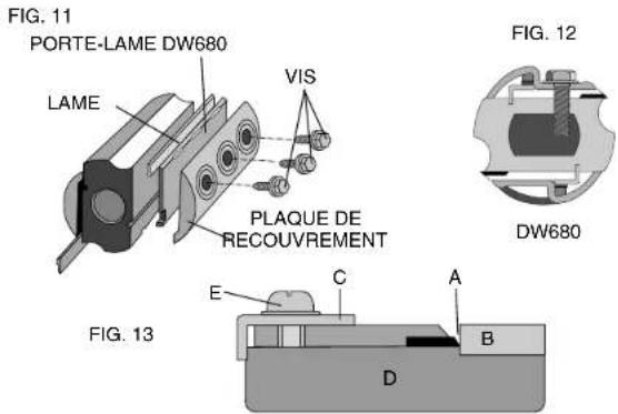 DEWALT DXIG3600E - Remplacement et réglades des lames au carbure (DW677, DW678) - Figures 9 à 12 - 2