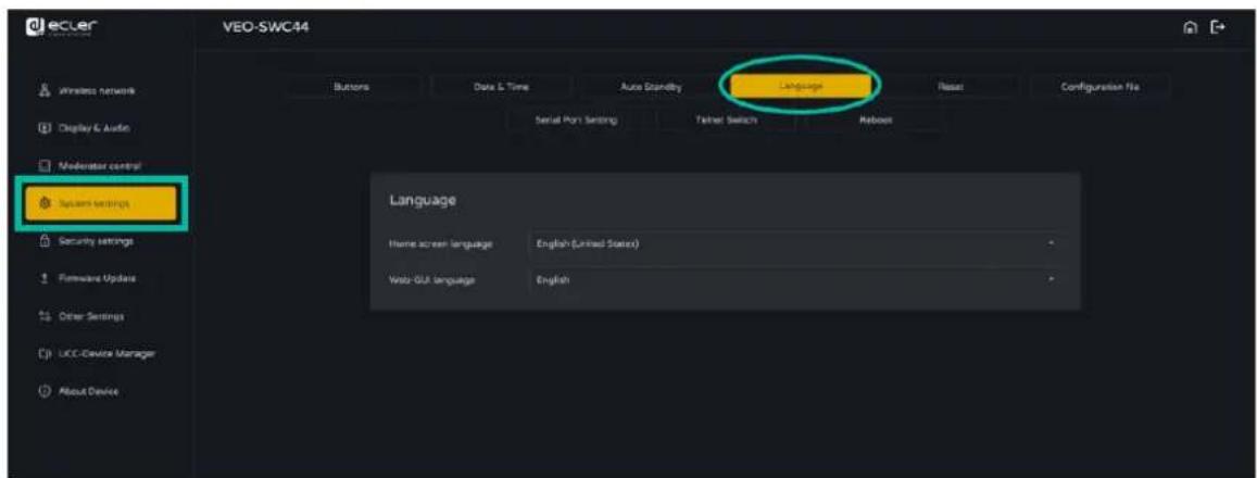 Ecler VEOSWC44TU - Language (langue) - 1
