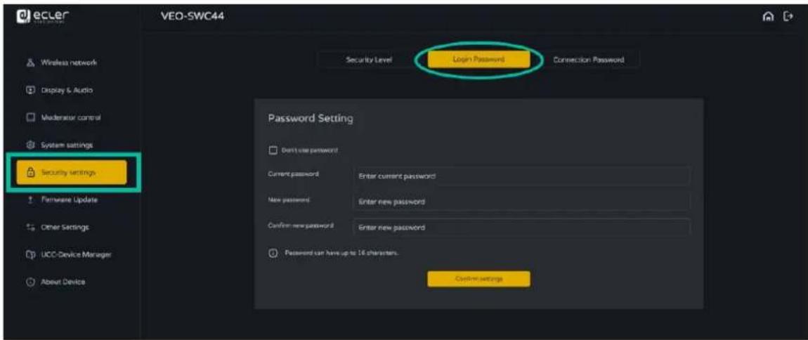 Ecler VEOSWC44TU - Login password (mot de passer de connexion) - 1