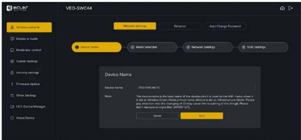 Ecler VEOSWC44TU - Configuration des modes reseau - 1