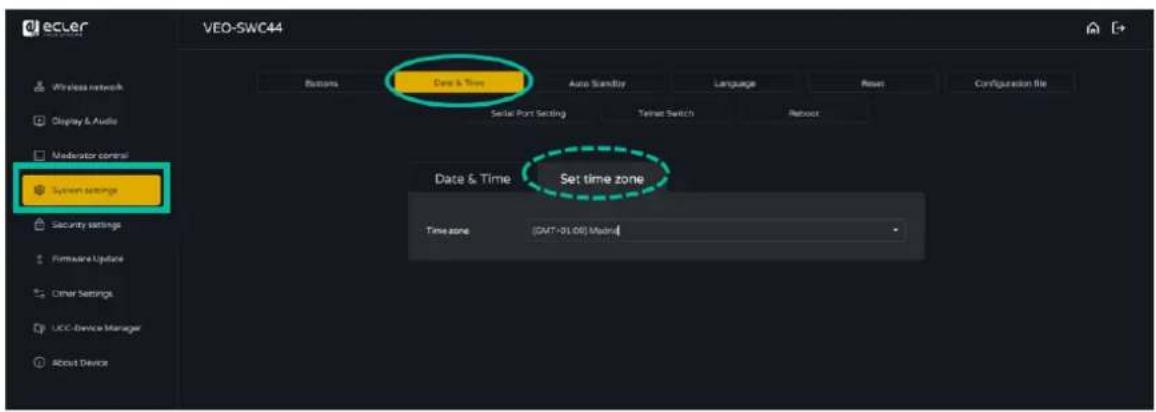 Ecler VEOSWC44TU - Date &amp; Time (date et heures) - 2