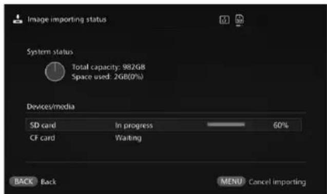 CANON Connect Station CS100 - Image Importing Status - 2
