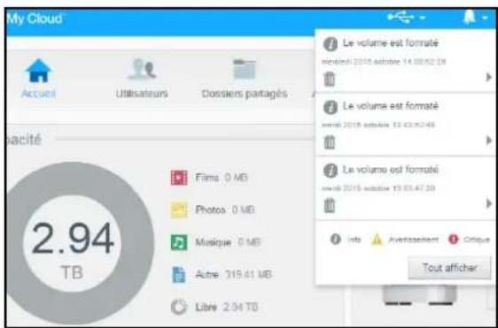 WESTERN DIGITAL My Cloud Mirror Gen 2 - Affichage des détails d'une alerte - 2