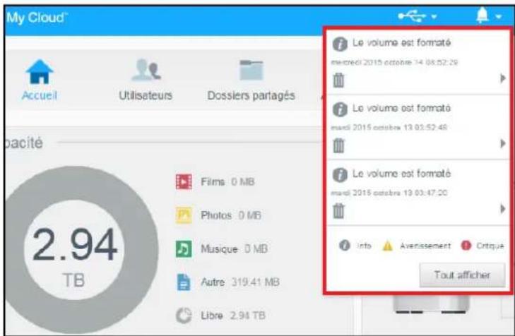 WESTERN DIGITAL My Cloud Mirror Gen 2 - Affichage des détails d'une alerte - 1