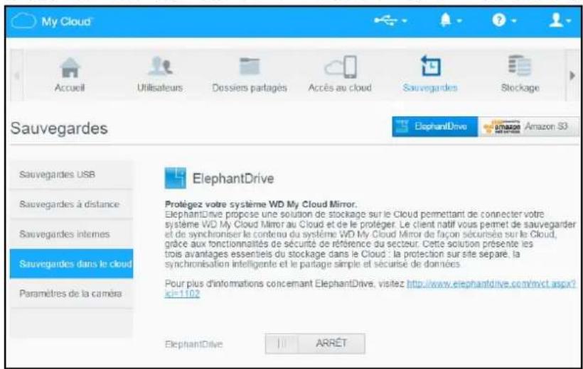WESTERN DIGITAL My Cloud Mirror Gen 2 - Activation de la sauvegarde dans le cloud ElephantDrive - 1