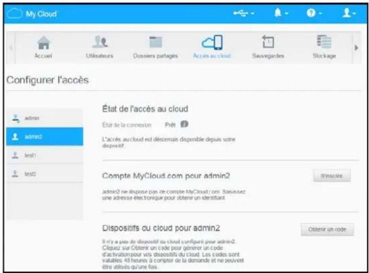 WESTERN DIGITAL My Cloud Mirror Gen 2 - Configuration de l'accès au cloud pour un utilisateur - 2