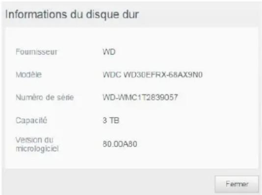 WESTERN DIGITAL My Cloud Mirror Gen 2 - Affichage des informations du disque dur - 1