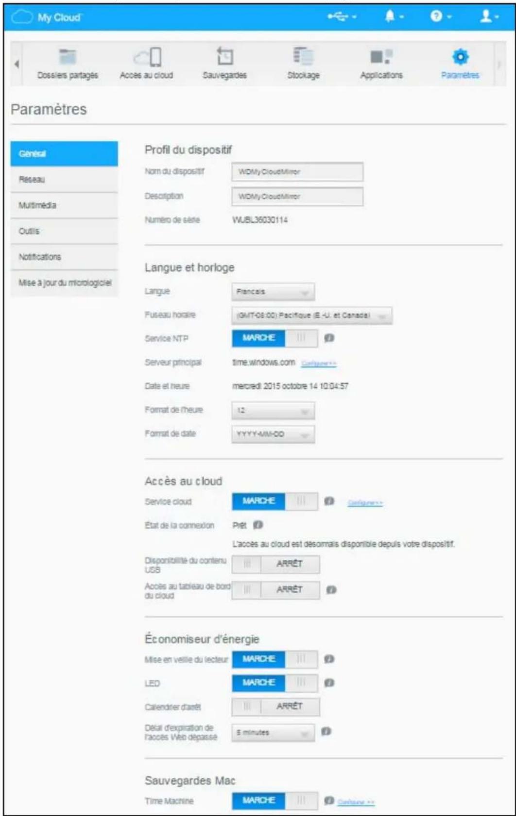 WESTERN DIGITAL My Cloud Mirror Gen 2 - Acceder à l'écran Général - 1