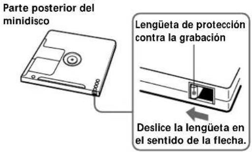 SONY MDSS38 - Para proteger un minidisco contra el borrado accidental - 1