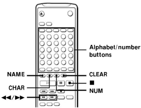 Alphabet/number buttons NAME CHAR CLEAR NUM