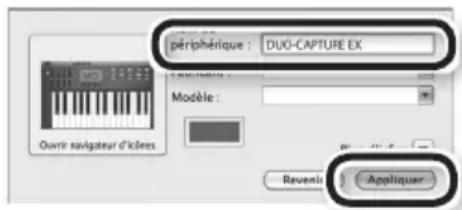 périphérique : DUO-CAPTURE EX Modèle : Ouviir navigateur d'icières Revenir Appliquer