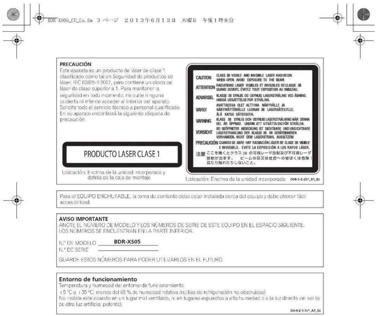PIONEER BDRXS05 - PRECAUCION - 6