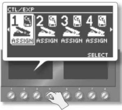 BOSS GT100 - Tournez la commande [4] pour sélectionner "ASSIGN 1\~8". - 1
