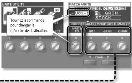 BOSS GT100 - Sélectionnez la mémoire de destination. - 1