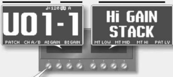 BOSS GT100 - Indication de la banque et du numéro - 1