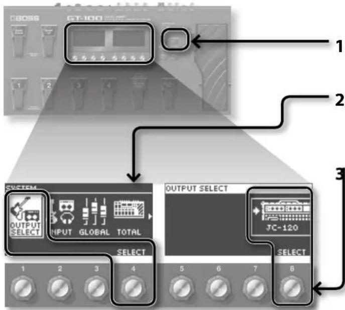 BOSS GT100 - Précisez le type d'ampli branché - 1