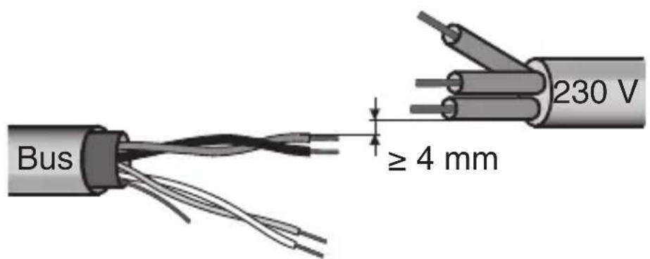 Gewiss GW12796 - Minimaler Abstand Bus - Stromleitung - 1
