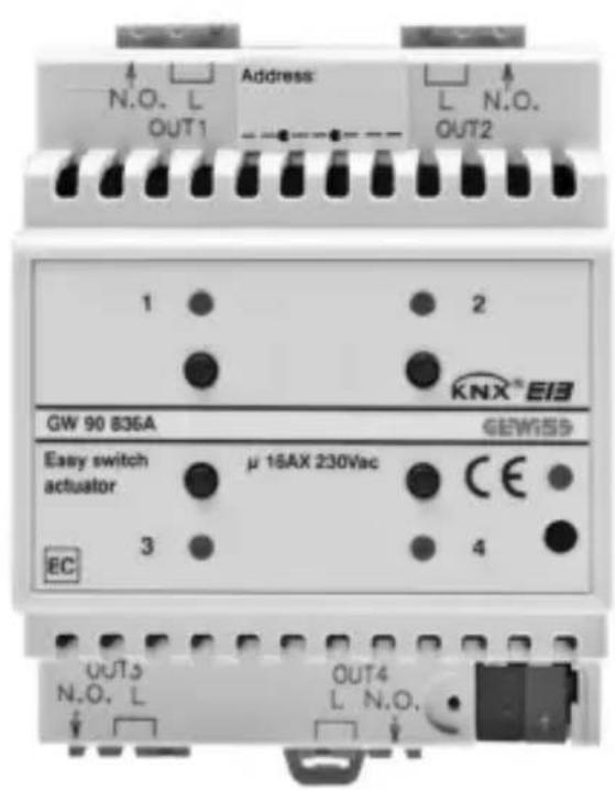 Gewiss GW90836A - Attuatore 4 canali 16 AX Easy - da guida DIN - 2