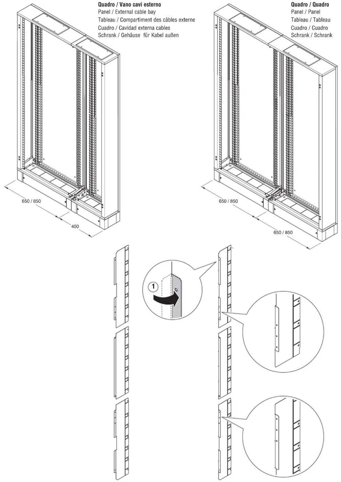 Gewiss GW45452 - MONTAGGIO SEPARATORE VERTICALE VANO CAVI INTERNO: GW 45 447 - GW 45 448 - GW 45 449 - 4