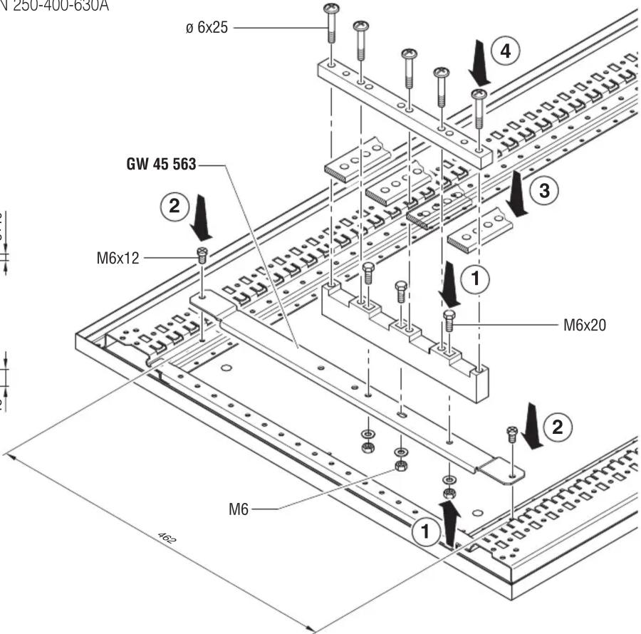Gewiss GW45563 - KIT PORTABARRE LINEARE BARRE PIATTE 250-400-630A - LINEAR FLAT BAR HOLDER KIT 250-400-630A - 3