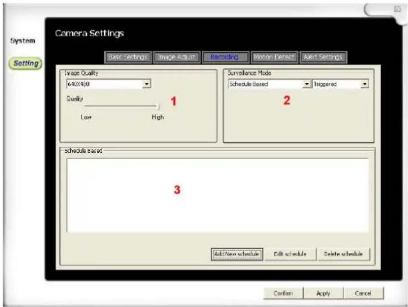 TREBS Comfortcam 99501 - Recording Settings - 1