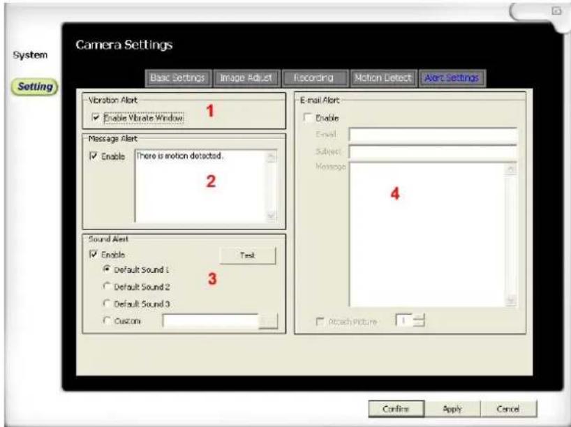 TREBS Comfortcam 99501 - Alert Settings - 1