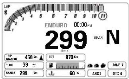 DUCATI Multistrada 1200 Enduro Pro (2018) - Indication tours moteur TRS/MN - 9