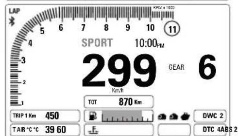 DUCATI Multistrada 1200 Enduro Pro (2018) - Indication tours moteur TRS/MN - 3