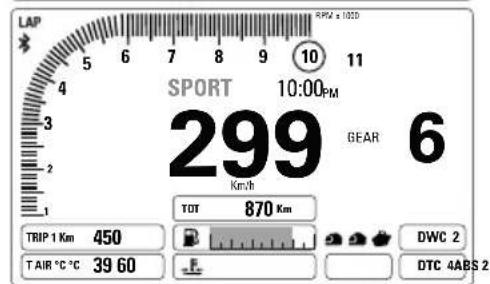 DUCATI Multistrada 1200 Enduro Pro (2018) - Indication tours moteur TRS/MN - 2