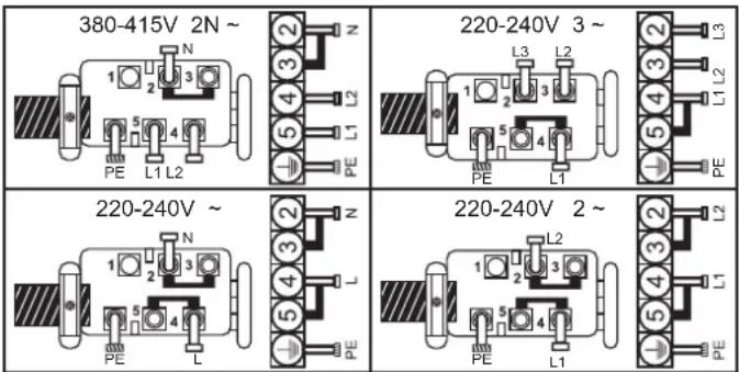 CANDY CH64DCT - Collegamento ai morsetti della morsettiera - 1