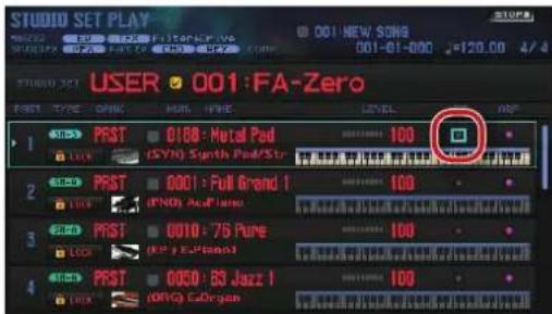 STUDIO SET PLAY 001:NEW SONG 001-01-000 =120.00 4/4 USER 001:FA-Zero POST TYPE TIME HOURS TYPE LEVEL AS 1 PRST 0188: Metal Pad 100 (SYN) Synth Pad/Str 2 PRST 0001: Full Grand 1 100 (PNO) Acid Nano 3 PRST 0010: 75 Pure 100 (KP) ACID Nano 4 PRST 0050: 83 Jazz 1 100 (ORQ) CaOxygen