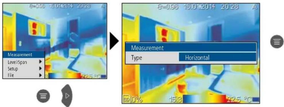 Laserliner ThermoXplorer Pro - Activate / deactivate horizontal line measurement - 1