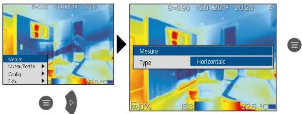 Laserliner ThermoXplorer Pro - Activation/Désactivation de la mesure horizontale des lignes - 1