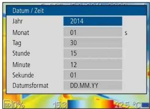 Laserliner ThermoXplorer Pro - Allgemeine Einstellungen: Datum / Zeit - 3