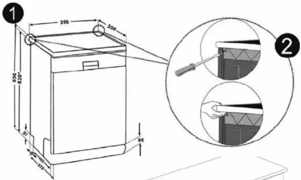 INVENTUM VVW7020 - Die Geschirrspulmaschine unter einer Arbeitsplatte aufstellen - 1