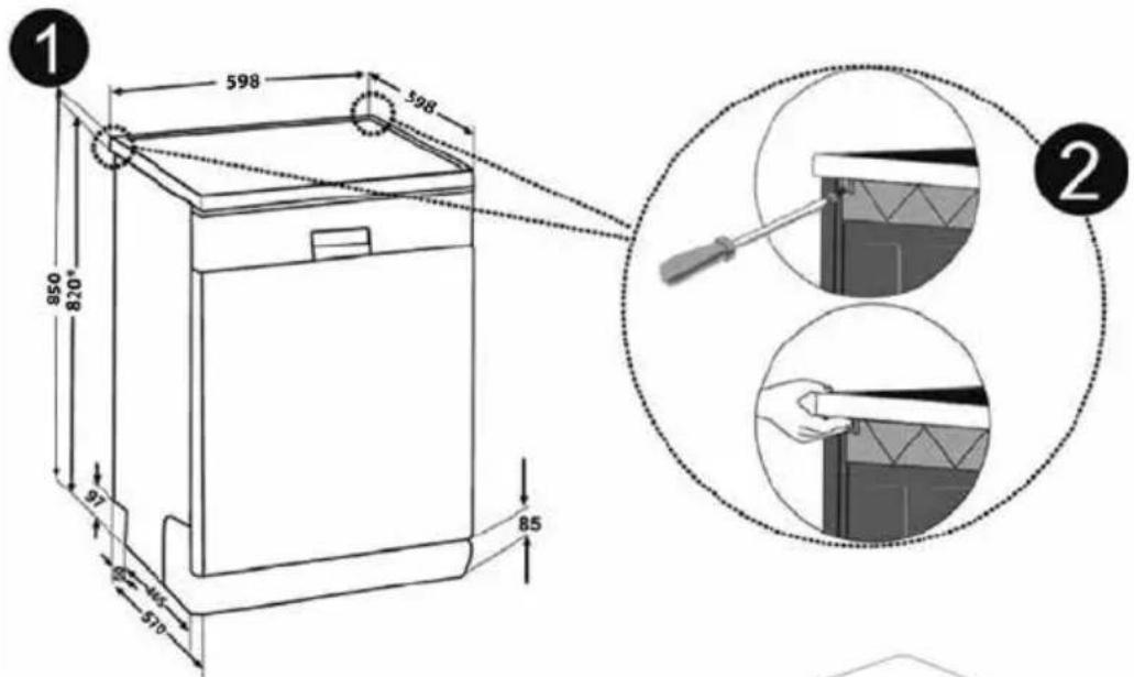 INVENTUM VVW7020 - placing the dishwasher under a counter top - 1