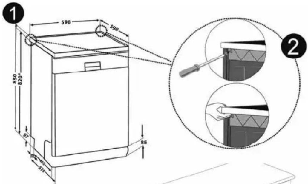 INVENTUM VVW7020 - placement du lave-vaisse sous un plan de travail - 1