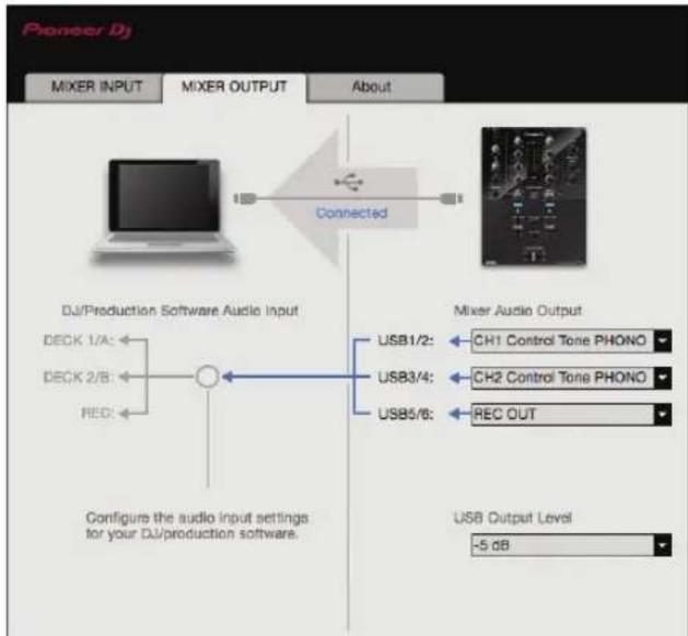 PIONEER DJMS3 - Cliquez sur l'onglet [MIXER OUTPUT]. - 1