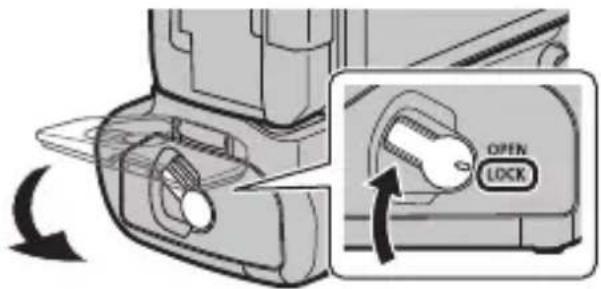 PANASONIC Lumix DMWBGGH5 - Close the battery door and turn the release lever toward [LOCK]. - 1