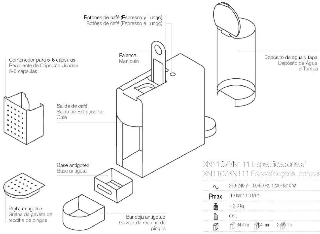 KRUPS Nespresso Essenza Mini XN1108 - Descripción general de laquina / Visão Geral daquina - 2