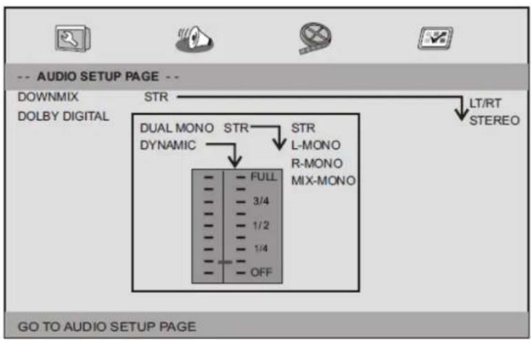LENCO DVP901BK - Pagina audio-instellingen - 1