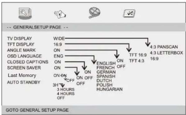 LENCO DVP901BK - General Setup Page - 1