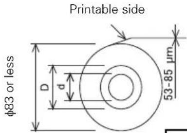 Printable side φ83 or less D d 53-85 µm