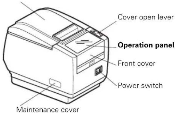 Cover open lever Operation panel Front cover Power switch Maintenance cover