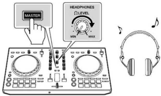 PIONEER DDJSB3 - Rode o controlo [HEADPHONES LEVEL] para ajustar o nível de áudio dos auscultadores. - 1