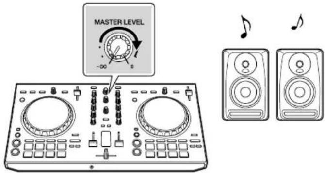 PIONEER DDJSB3 - [MASTER LEVEL] ツマミを回して、スピーカーの音声レベルを調整する - 1