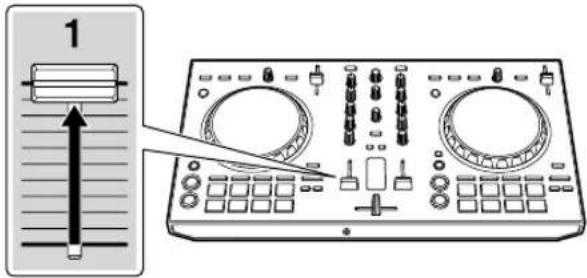 PIONEER DDJSB3 - Spostare il fader del canale sul massimo livello. - 1