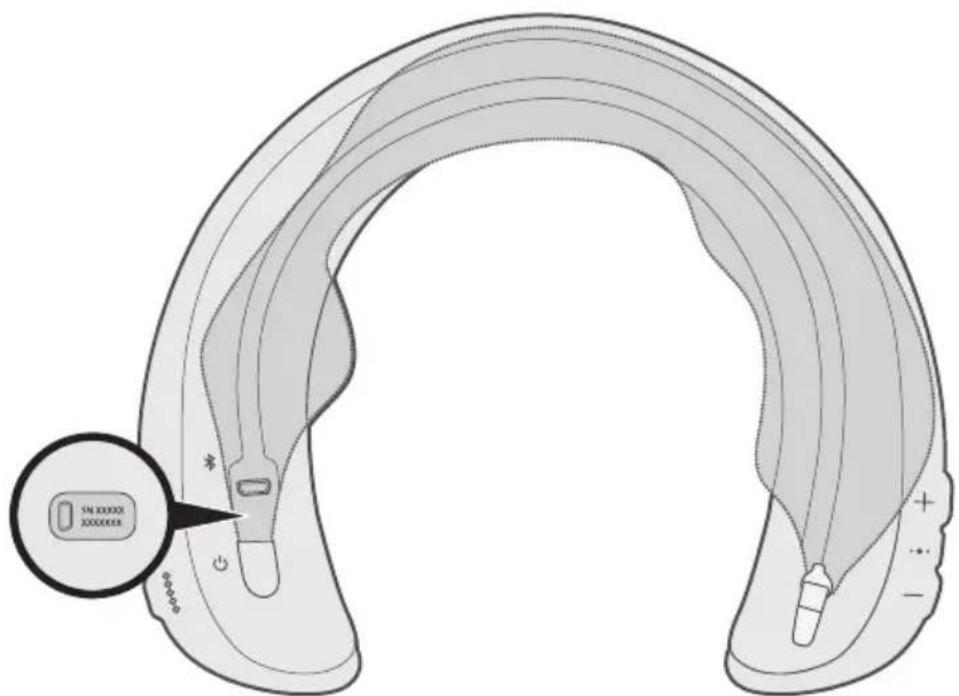 BOSE SoundWear Companion - Emplacement du numero de série - 1