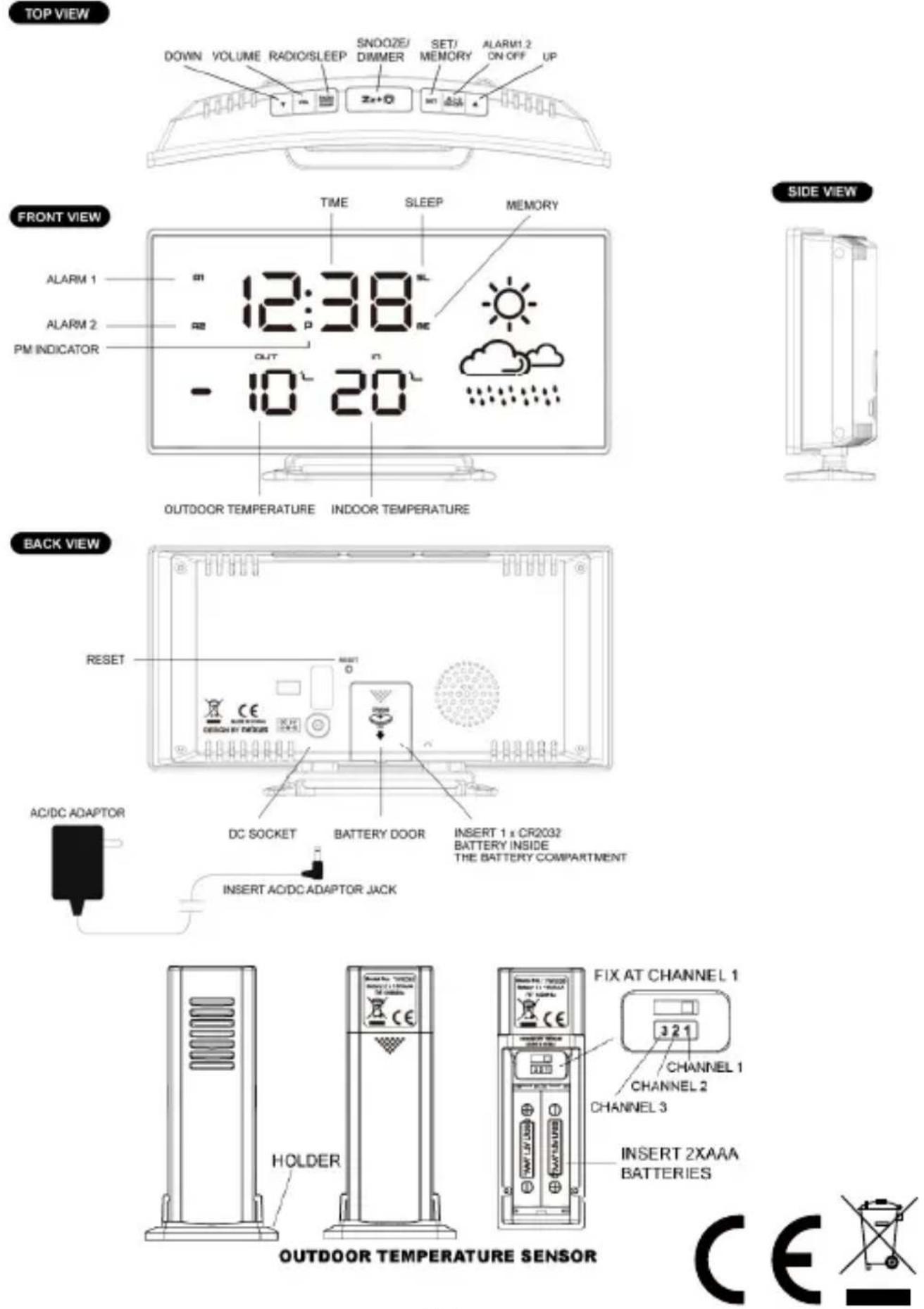 MAJESTIC RSW402 - INSTRUCTION MANUAL OF RSW 402 "CURVE" WEATHER STATION CLOCK RADIO WITH INDOOR &amp; OUTDOOR TEMPERATURE - 1